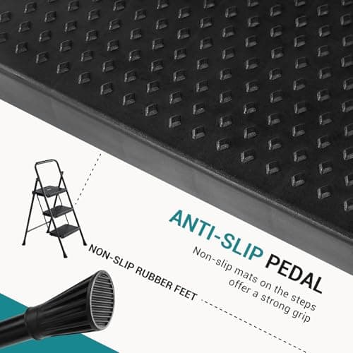 OLIXIS 3 Step Ladder, 800lbs Foldable Step Stool with Anti-Slip Pedal thumbnail 3
