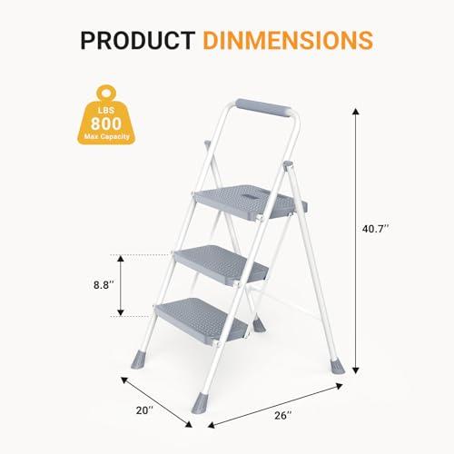 Escalera Plegable NEWBULIG de 3 Peldaños: Segura y Portátil