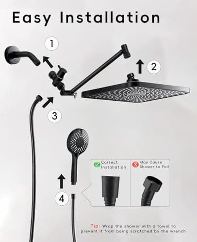 Rain Shower Head Starry Sky 12.2" High Pressure with Handheld Spray Combo thumbnail 6