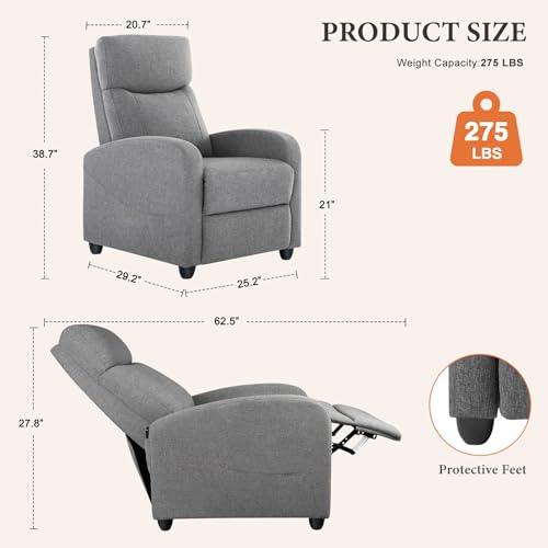 Sillón Reclinable Masajeador Sweetcrispy Ajustable con Soporte Lumbar, Compacto, Gris Oscuro