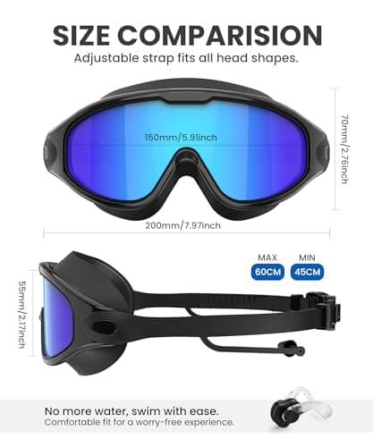 NSSIW Swim Goggles, Anti-Fog UV 180°Clear View Swimming Goggles, 3 Pack Goggles Swimming Adult Men Women Youth thumbnail 3