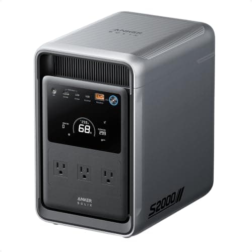 Anker SOLIX S2000 Portable Power Station, 1500W Solar Generator for Home Use, Up to 35-Hr Fridge Backup, 2,010Wh LFP Battery for Emergencies, Power Outages, Camping (Solar Panel Op