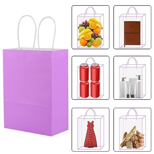XPCARE 32Pcs Paper Gift Bags, 5.25x3.25x8.25'' Kraft Paper Party Favor Bags Bulk Rainbow Goodie Bags Small Gift Bags with Handles for Kids Birthday Baby Shower Crafts Wedding Party