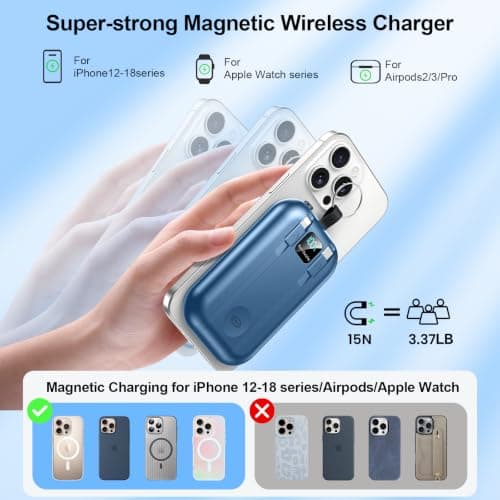 Power Bank Magnético Inalámbrico 10000mAh con Cables Integrados