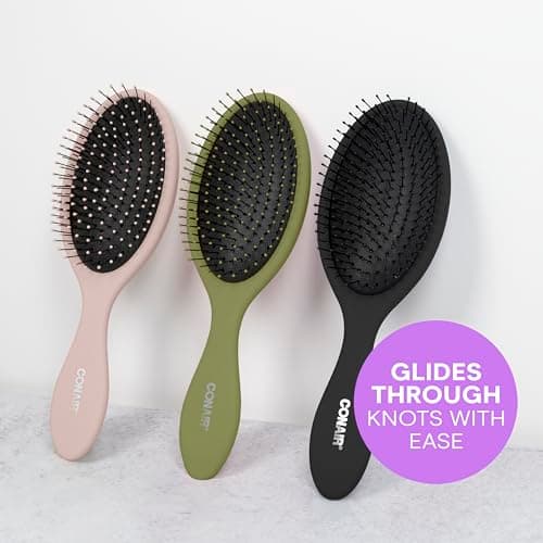 Conair Detangling Hair Brush Set, 3-Pack Detangler Brushes for Wet or Dry Hair, Gentle Detangler for All Hair Types, Bristle Hair Brushes for Women, Evergreen, Blush Pink, Black As thumbnail 8