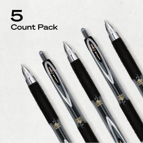 (S&S) uniball™ 207 Gel Pens, Black Ink, 0.5mm Micro Point, Retractable, 5 Count thumbnail 8