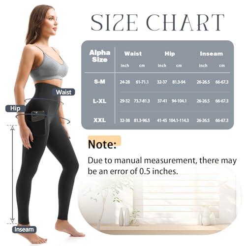 Leafigure 2 Pack Leggings with Pockets for Women, High Waisted Soft Leggings for Yoga Gym Black SM thumbnail 7