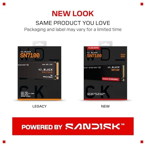 WD_Black SN7100 2TB NVMe SSD - Gen4 PCIe, M.2 2280, Up to 7,250 MB/s Read Speed, Up to 6,900 MB/s Write Speed, Next Gen TLC 3D NAND, for Laptops, Handheld Gaming Devices - WDS200T4 thumbnail 2