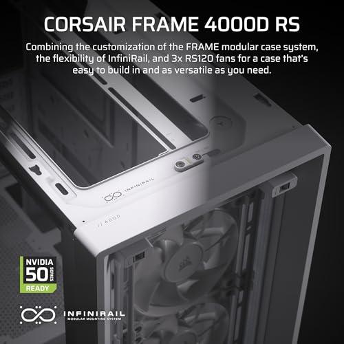 CORSAIR 4000D RS Frame Modular High Airflow Mid-Tower PC Case – 3X CORSAIR RS Fans – InfiniRail™ Fan Mounting System – Fits Multiple 360mm Radiators – Reverse Connector Motherboard thumbnail 2