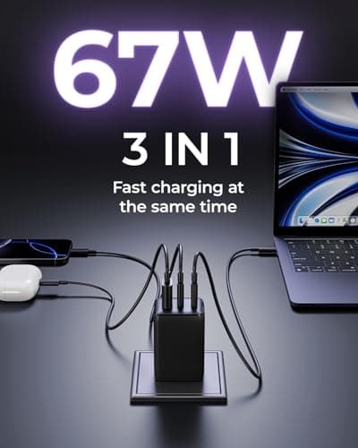 wegear 67W USB C Charger, 3-Port GaN Fast Charging Block with Foldable Plug, Compatible with MacBook Pro/Air, iPad Pro, iPhone 16/15/Pro, Galaxy S25/S24, Note20, Pixel, Apple Watch thumbnail 2