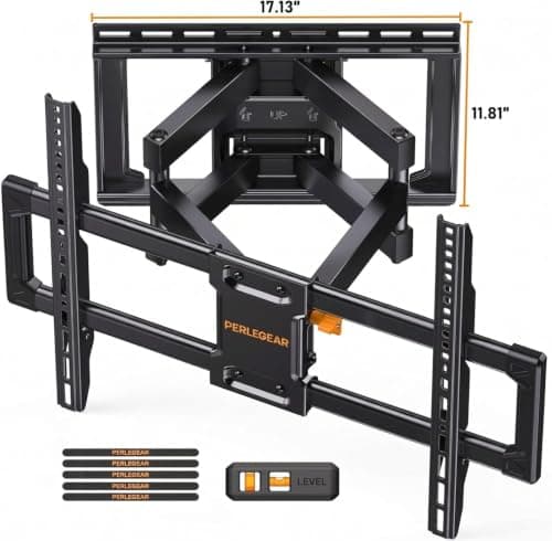 Perlegear UL Listed Full Motion TV Wall Mount for 42-90" TVs up to 132lbs