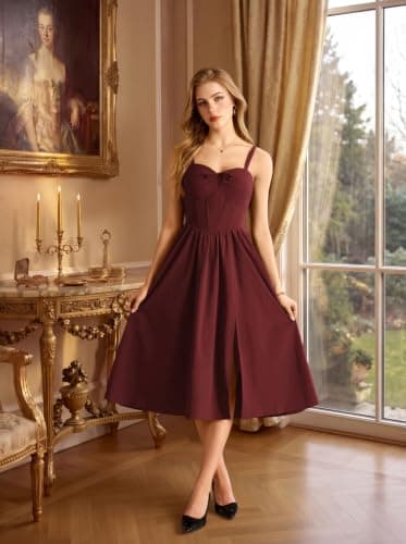 Scarlet Darkness Corset Midi Dress Women Cocktail Party Milkmaid Sundress thumbnail 7