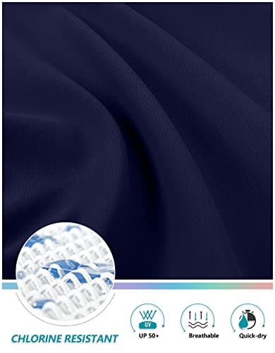 Kayrth Women's High Waisted Swim Skirt with Zipper Pockets Tummy Control Bathing Suit Swimsuit Tankini Bottoms Navy thumbnail 5