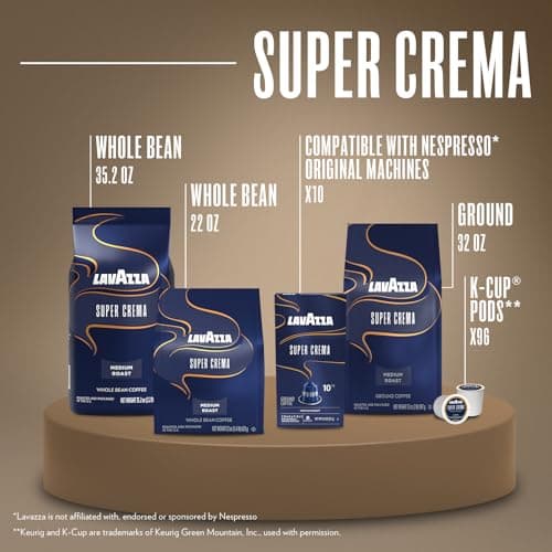 Miniatura de Lavazza Super Crema Café en Grano Entero, Tueste Medio Espresso, Mezcla Arábica y Robusta, 6 Bolsas de 2.2 lb 8