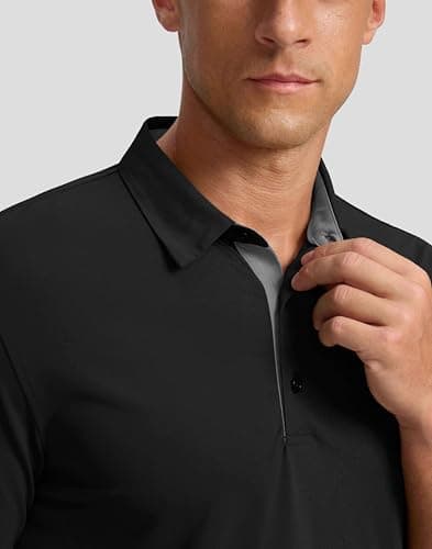Polo Dry Fit Performance para Hombre (Negro, L)