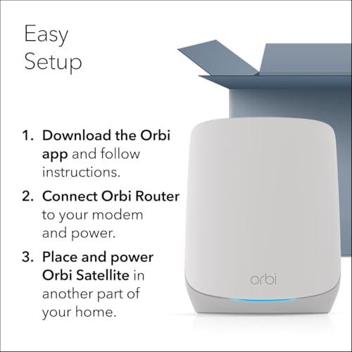 NETGEAR Orbi WiFi 6 Mesh Tri-Banda (RBK753P) – Router + 2 Satélites – 697 m² y 75 Dispositivos AX5200
