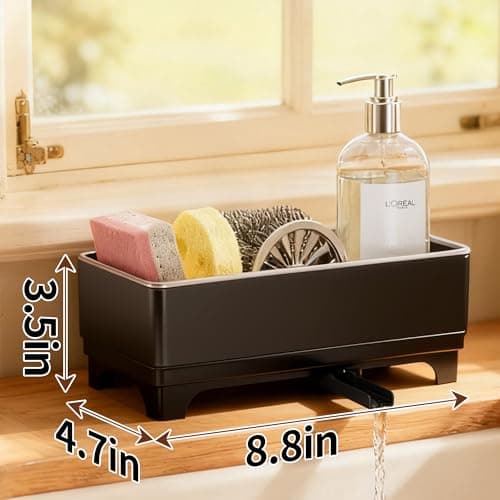 MOUKABAL Sponge Holder for Kitchen Sink, Rustproof Stainless Steel Black thumbnail 3