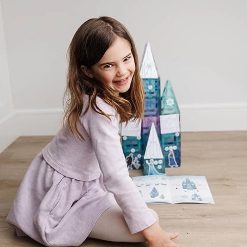Tytan Toys Disney Frozen Magnetic Tiles Princess Castle - 68-Piece STEAM Building Set with Glitter Tiles & Elsa, Anna, Olaf Stickers - Educational Frozen Toys for Girls Age 3-4+ thumbnail 9