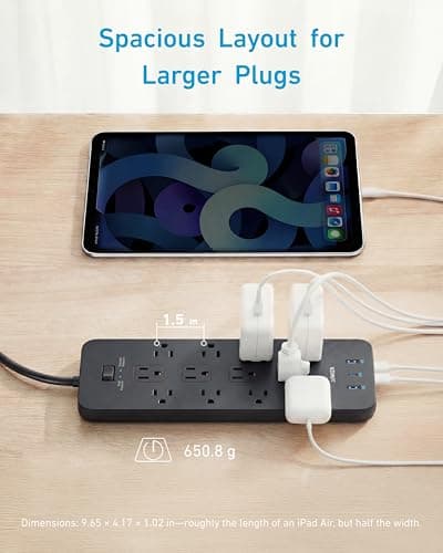 Anker Power Strip with 2100J Surge Protector, Outlet Extender, 20W, 12 AC thumbnail 5