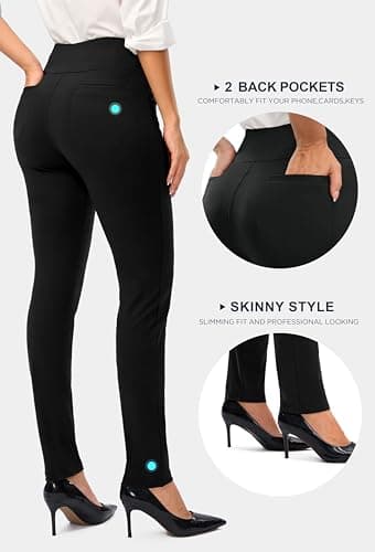 Pantalones de Trabajo Elásticos Rammus para Mujer, Negros, 5 Bolsillos, Talla 27 M