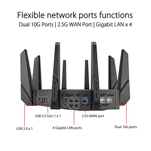 ASUS ROG Rapture GT-AXE16000 WiFi 6E: Router Gaming Cuatribanda con Puertos 10G