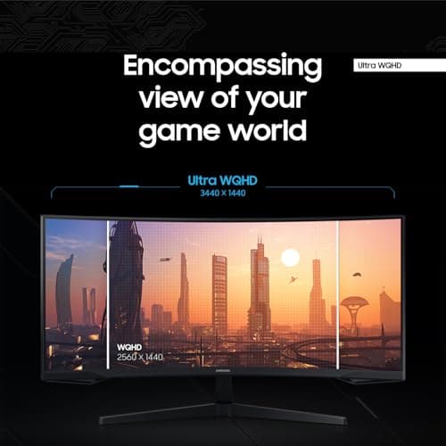 Samsung 34' Odyssey G5 Ultra-Wide Gaming Monitor with 1000R Curved Screen | 165Hz, 1ms, FreeSync Premium, Large Display, Eye Comfort, Multiple Ports, WQHD (LC34G55TWWNXZA)