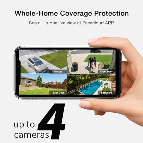 ELYSOO Solar Security Cameras Wireless Outdoor, 64GB Local Storage Included, 2K/4MP Home Security Camera System, 4-Cam Kit, 2.4G & 5GHz WiFi, PIR Motion Detection, 360° View thumbnail 4