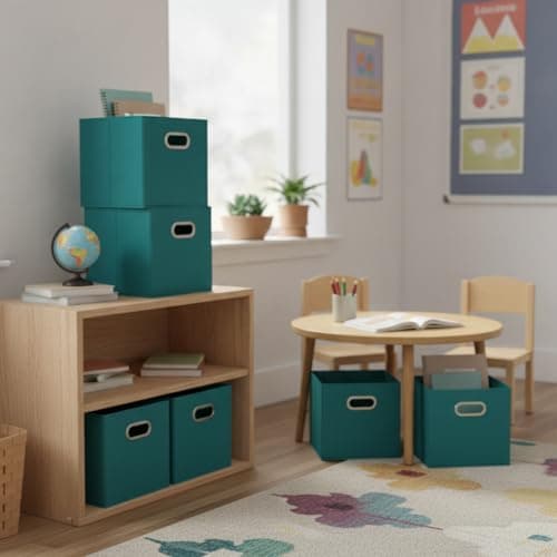 Household Essentials Fabric Storage Cubes 6 Pack – 11x11x11 Foldable Non-Woven Bins with Chipboard Sides & Grommet Handles – Stackable Cube Organizer for Closet, Nursery, Shelf, or thumbnail 2