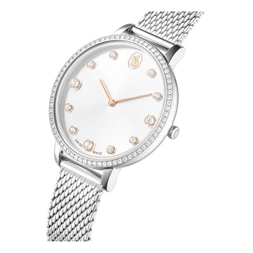 Miniatura de Reloj Swarovski Clarica, hecho en Suiza, brazalete de metal, tono plateado, acero inoxidable 4