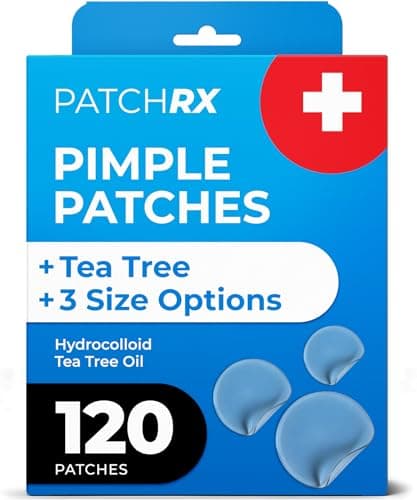 PatchRx Pimple Patches for Face (120 Patches), Hydrocolloid Acne Patches with Tea Tree Oil, Pimple Patch Pimple Stickers - Hydrocolloid Patch Acne Dots - Acne Pimple Patches For Fa