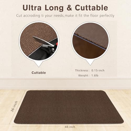 Sycoodeal Office Chair Mat for Hardwood Floor,Office Chair Mat for Tile Floor,Large Floor Protector Rug,Computer Gaming Mat,Easy to Clean,Anti-Slip,Coffee(48"x36") thumbnail 3