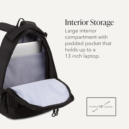 SwissGear Bungee Core Laptop Backpack, Fits Most 13-Inch Laptops, Airflow Back Panel, Reflective Accents, and Bungee Cord System, Black, 26L, 17.25-Inch