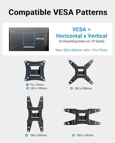 Pipishell Full Motion TV Wall Mount for Echo Show 21/15 and 13-43 Inch Flat Curved Screen TVs & Monitors, Max VESA 200x200mm up to 44lbs, TV Mount Wall Bracket with Rotation Swivel thumbnail 3