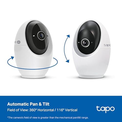 Tapo 4K Indoor Pan/Tilt Wired Security Camera - Works as a Baby Monitor, Person/Pet Detection, Facial Recognition, 360° AI Motion Tracking, Subscription-Free Local Storage or Optio thumbnail 5