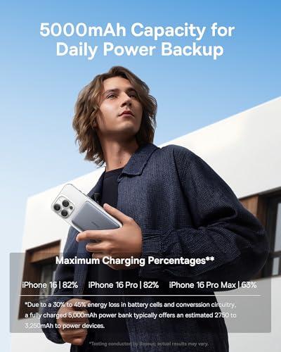 Baseus Picogo Power Bank, 0.3" Ultra Slim 5000mAh MagSafe Portable Charger, Card-Size Magnetic Battery Pack with USB-C Braided Cable, Alloy Wireless Charger for iPhone 17 Pro Max/1 thumbnail 9