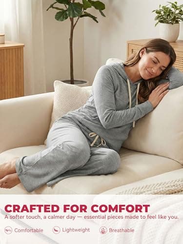 Showitty Women's 2 Piece Lounge Set Hoodie Wide Leg Pants Airport Travel