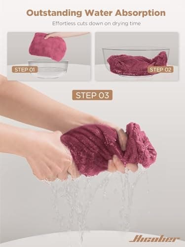 Hicober Microfiber Hair Towel Wrap for Women, Plum Navy Aqua Green, 3-Pack | Soft, highly absorbent wrap helps hair dry faster and stays securely in place on curly, thick or long hair thumbnail 6