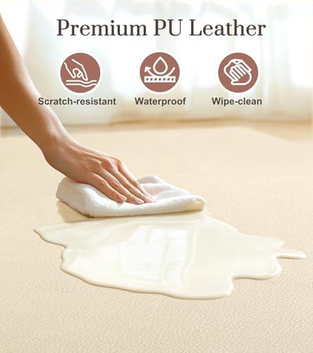 Baby Mat for Floor, Thick Soft Non-Toxic Vegan Leather Baby Play Mat, Waterproof Foam Play Mat, Padded Play Mat for Baby, 50x50 Playpen Mat, Infant Playmat for Baby Girls and Boys, thumbnail 3