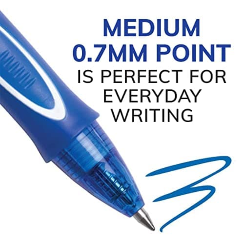 BIC Gelocity Quick Dry Blue Gel Pens, Medium Point, 0.7 mm, 12-Count Pack