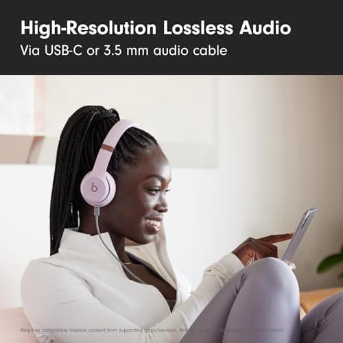 Beats Solo 4 - Wireless On-Ear Bluetooth Headphones, Up to 50-Hour Battery Life, Ultra-Lightweight Comfort, Powerful and Balanced Sound, Apple & Android Compatible - Cloud Pink thumbnail 7