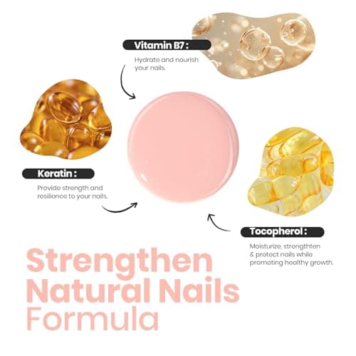 Beetles Nail Polish Bubble Bliss, 2 in 1 Nail Strengthener Polish Growth Nail Ridge Filler Base Coat Nail for Damaged Thin Nails Natural Nails Bubbly Bliss Nude Pink 15ML thumbnail 3