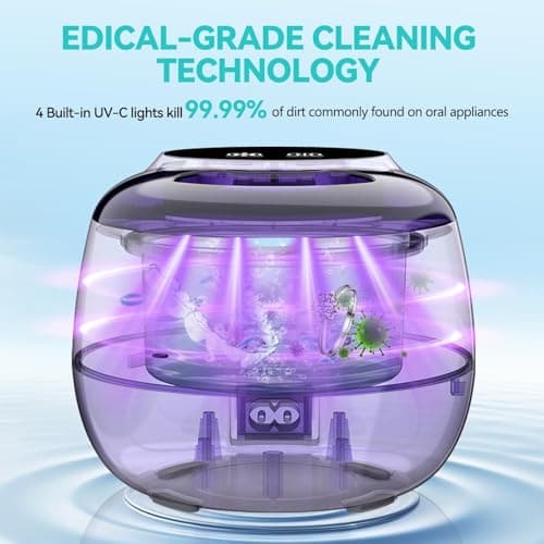 Miniatura de Ultrasonic Retainer Cleaner, 45kHz Denture Cleaner with UV Light, 200ML 3