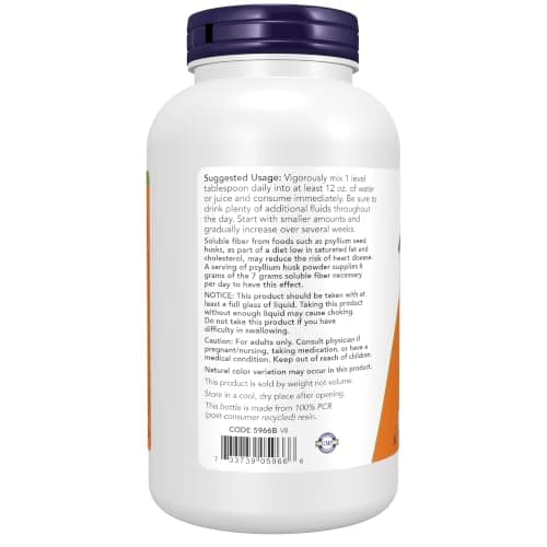 NOW Supplements, Organic Psyllium Husk Powder, Soluble Fiber, 12 oz thumbnail 3
