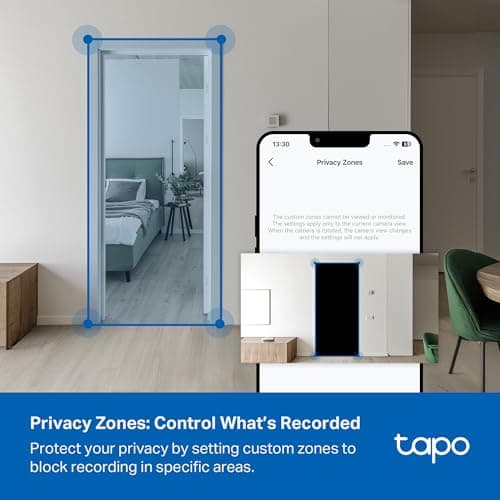 Tapo 4K Indoor Pan/Tilt Wired Security Camera - Works as a Baby Monitor, Person/Pet Detection, Facial Recognition, 360° AI Motion Tracking, Subscription-Free Local Storage or Optio thumbnail 8