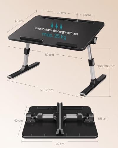 SONGMICS Laptop Bed Desk, Adjustable Lap Desk for Bed with 8 Heights thumbnail 5