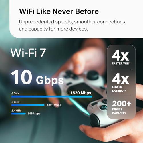TP-Link Deco 7 Pro BE63 Tri-Band WiFi 7 BE10000 Whole Home Mesh System - 6-Stream 10 Gbps, 4x2.5G Ports Wired Backhaul, 4X Smart Internal Antennas, VPN, HomeShield, Free Expert Sup thumbnail 4