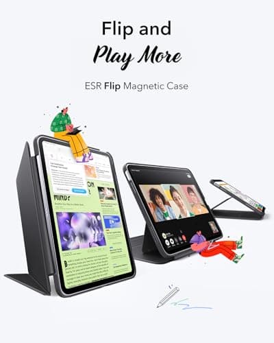 ESR for iPad A16 Case, iPad 11th/10th Generation Case (2025/2022), Vertical Stand Cover, Multi Stand Angles, Ultra-Stable Cover, Flip Series, Black thumbnail 3