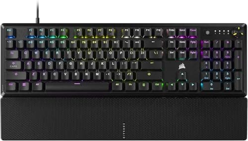 Teclado Gamer Mecánico CORSAIR K70 CORE RGB Negro con Reposamuñecas – Switches Lineales MLX Red Pre-Lubricados, Teclas ABS Doble Inyección, Amortiguación de Sonido y Dial Multimedia