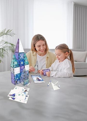 Tytan Toys Disney Frozen Magnetic Tiles Princess Castle - 68-Piece STEAM Building Set with Glitter Tiles & Elsa, Anna, Olaf Stickers - Educational Frozen Toys for Girls Age 3-4+ thumbnail 8