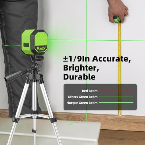 Miniatura de Nivel Láser Huepar Autonivelante Línea Verde 100Ft con Trípode, Recargable – ¡Regalo Ideal! 6